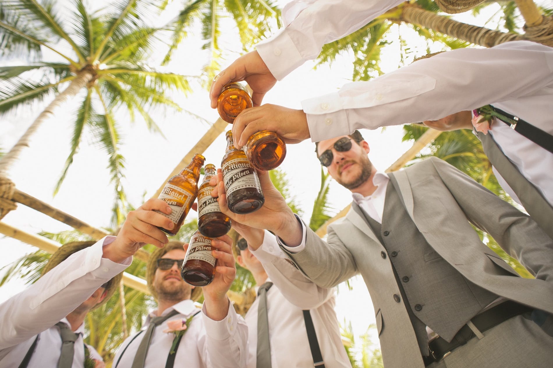 Group of men making a toast
