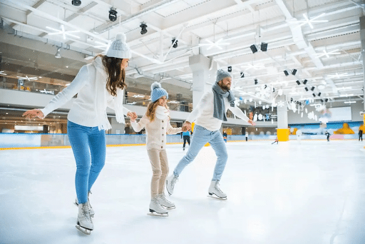 Family ice skating at the UTC Ice Sports Center in La Jolla 