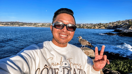 selfie on San Diego shore