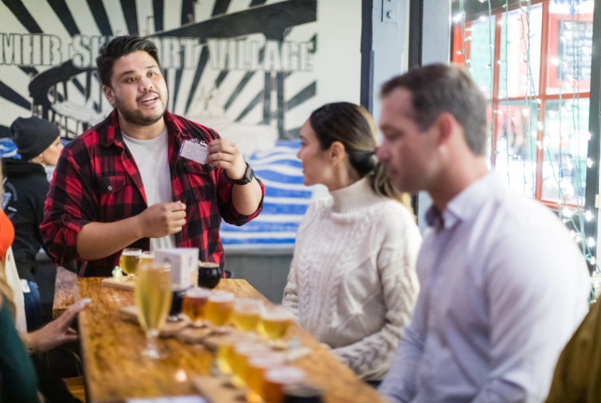 guests sampling craft beer during a brewery tour in san diego